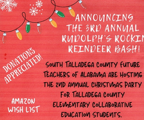 CHS Future Teachers need your help providing for their 3rd Annual “Rudolph’s Rockin’ Reindeer Bash” for elementary students