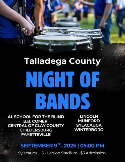 Talladega County “Night of Bands” is coming to Legion Stadium on Tuesday Night 9/9